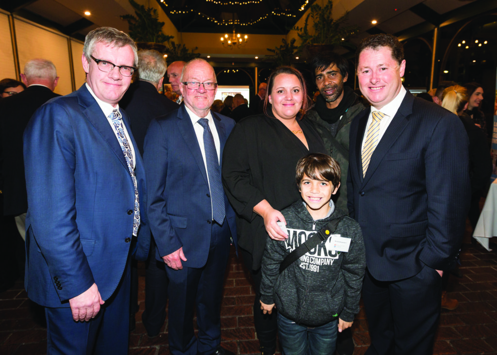 Changing lives. (L-R) Prof Coates, Prof Graeme Russ, Chanel Brown, Gary Wanganeen Jnr, Gary Wanganeen Snr and The Hon Jack Snelling, MP. 